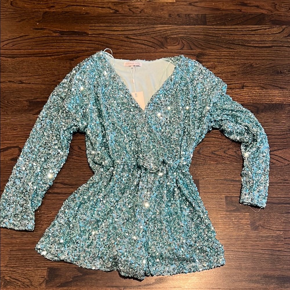 Endless Rose Teal Sequin Romper